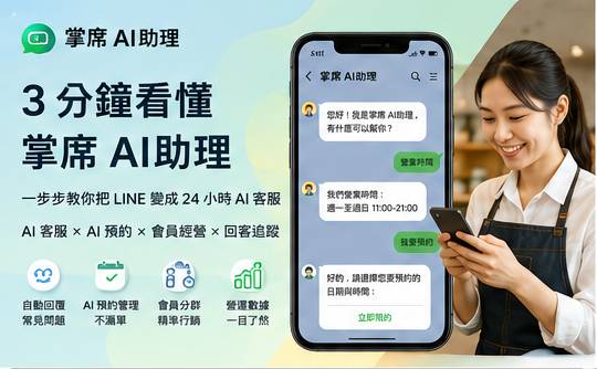 從 0 到上線：掌席 AI助理完整功能介紹＋LINE AI 客服／預約串接教學